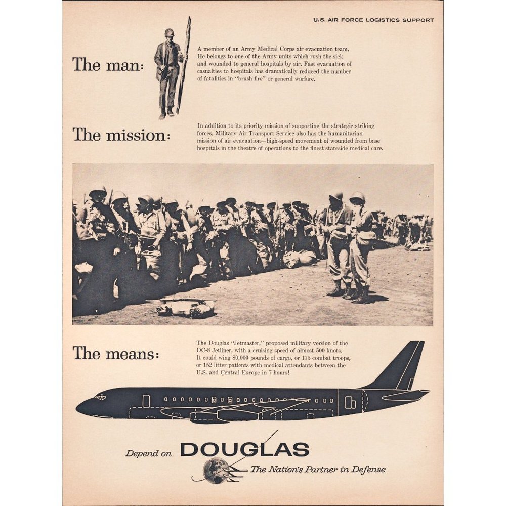 1959 Douglas Jetmaster Military Jet Air Force Vintage Print Ad Wall Art 50s